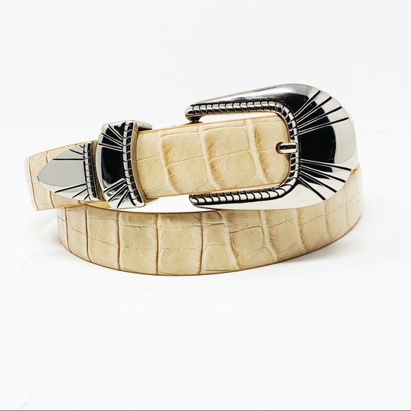 Accessories - Croc Genuine Leather Cream Belt